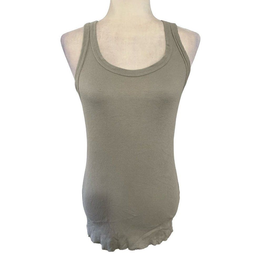 wilt womens solid gray Ribbed scoop neck tank top small